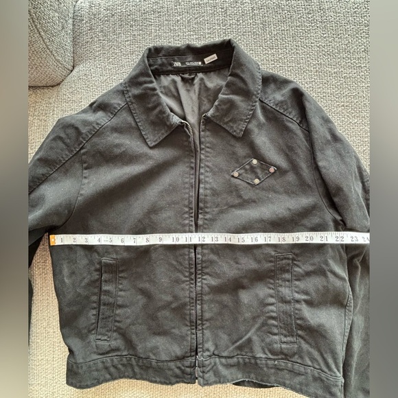 Zara Black Washed Denim Jacket with Studs – Size Large (Men’s) - Picture 10 of 16